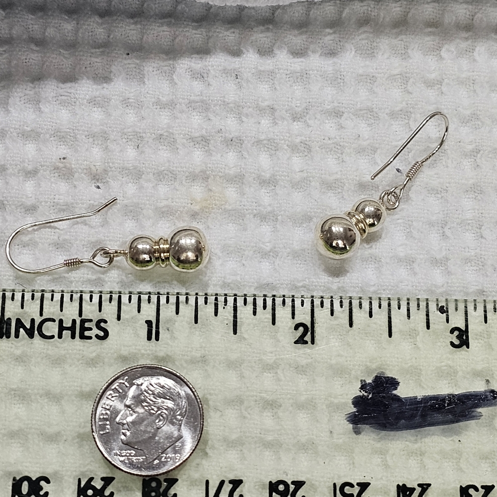 Silpada 925 Silver Double Ball Bead Drop Earrings - Picture 7 of 8